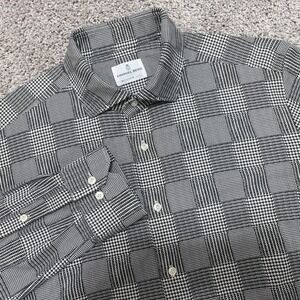 Emanuel Berg Shirt Modern Fit Stretch Houndstooth Check Office Mens Large / 16.5